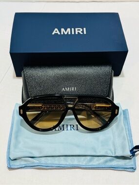 Amiri Sunset AMACSN1011 Black Gold Frame Tortoise Brown Lens SUNGLASS 62口13-145